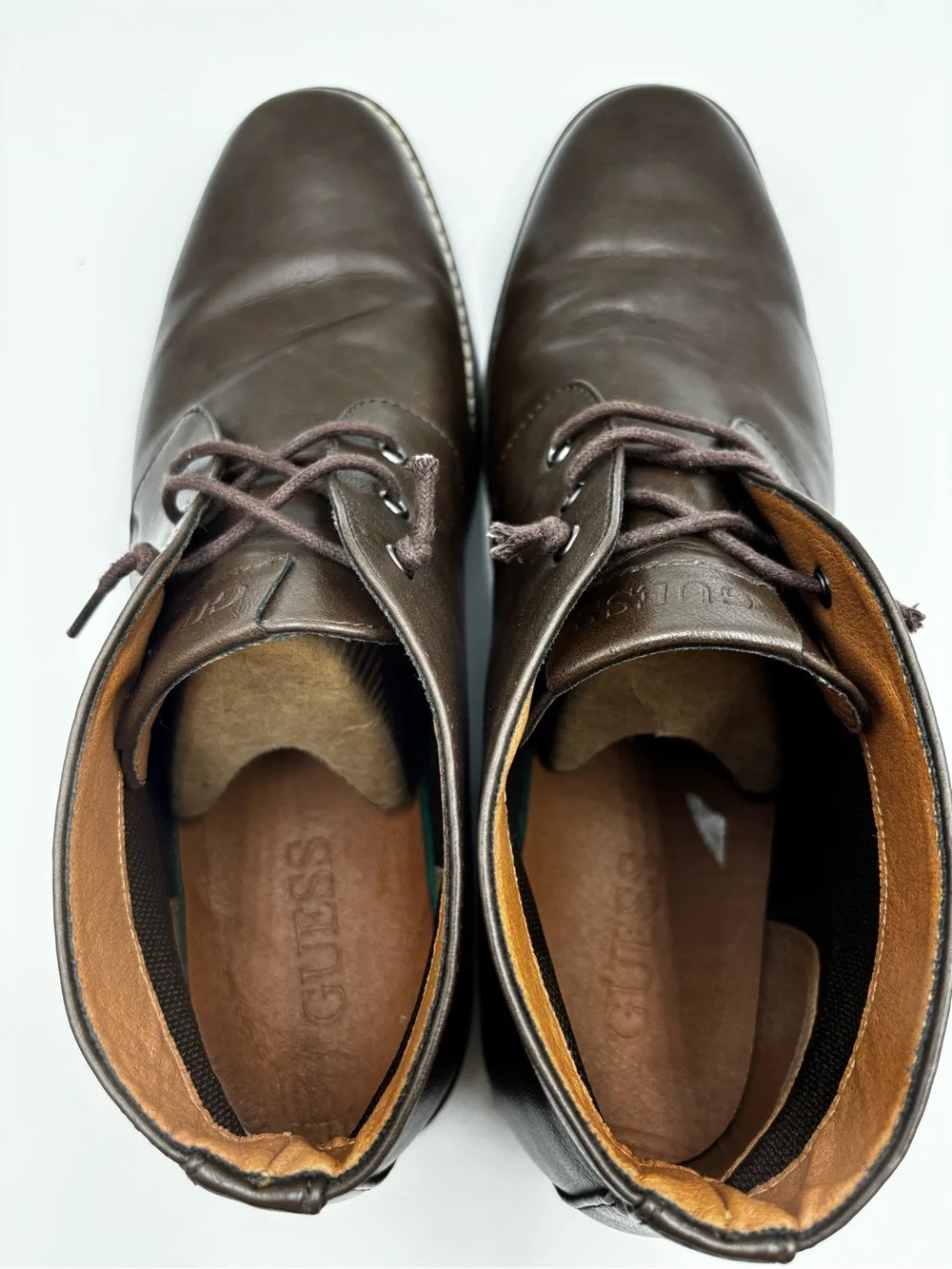 Guess Men's Joey Casual Chukka Ankle Boots Brown Faux Leather Size 12